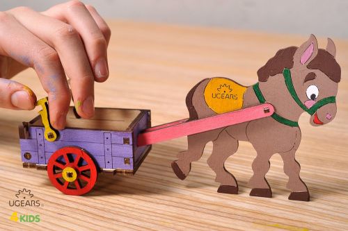 烏克蘭UGEARS 木製自我推進模型 - 4 Kids 益智著色系列 著色小毛驢 Donkey